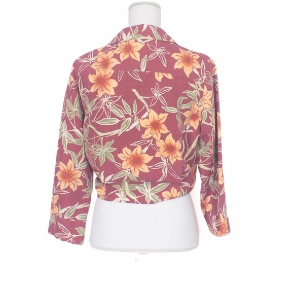 TOMMY BAHAMA Silk Tie Front Floral Blouse Size S - Picture 3 of 7